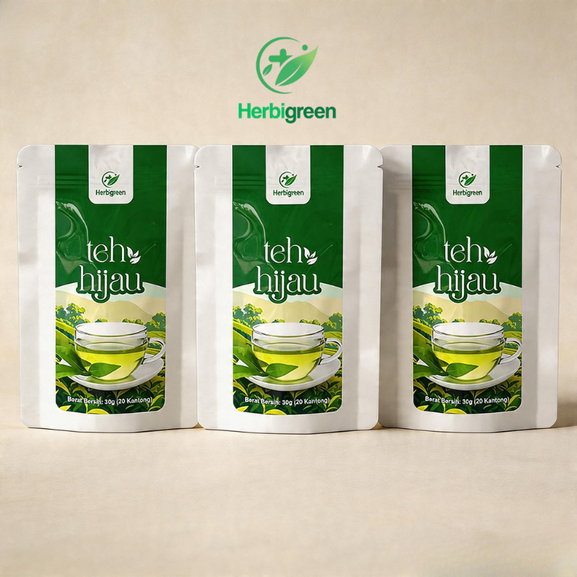 HERBIGREEN Teh Pelangsing Herbal Teh Hijau Detox Diet Slimming Tea Bantu Pencernaan Lebih Baik Isi 2