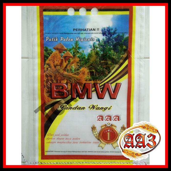 tokokarungaa3 Karung beras laminasi merek BMW 5kg (Per 10 lembar)
