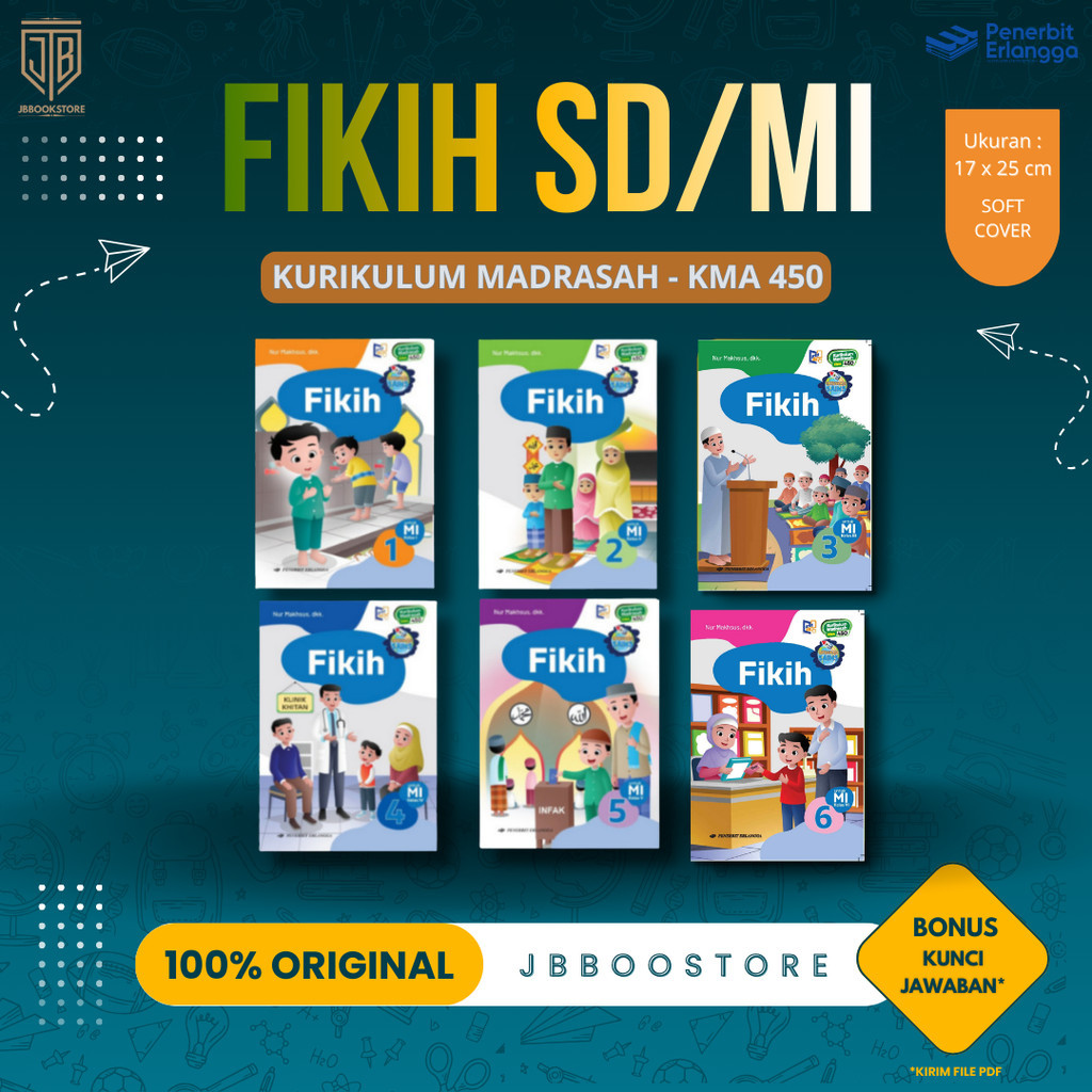 [ Erlangga ] Buku Fikih Kelas 1 2 3 4 5 6 SD/MI Kurikulum Madrasah KMA 450