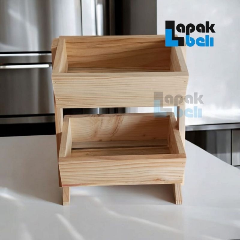 RAK BUMBU KAYU DAPUR 2 TINGKAT / RAK BAWANG 2 SUSUN / TEMPAT BUMBU DAPUR SERBAGUNA