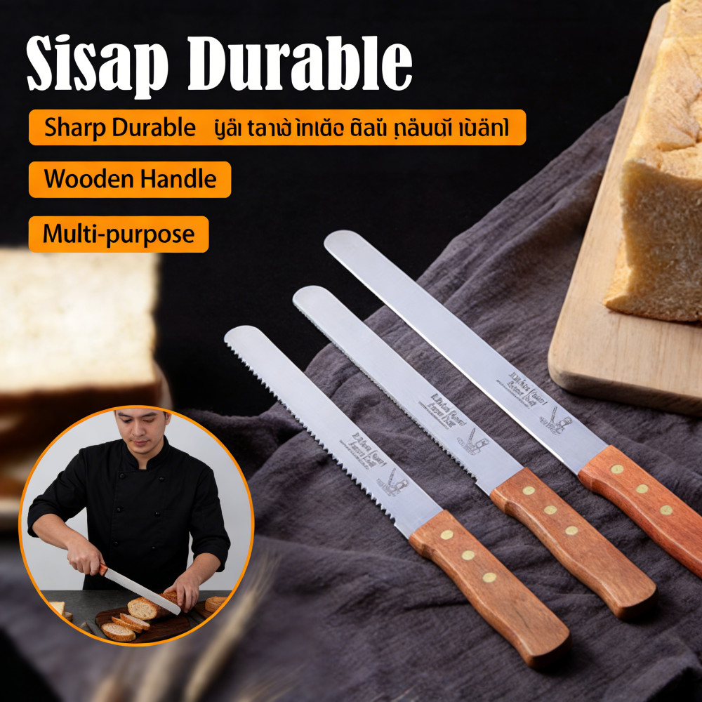 Bergerigi Pisau Roti / Pisau Kue Roti / Steel Pisau Serbaguna / Pisau Roti Stainless