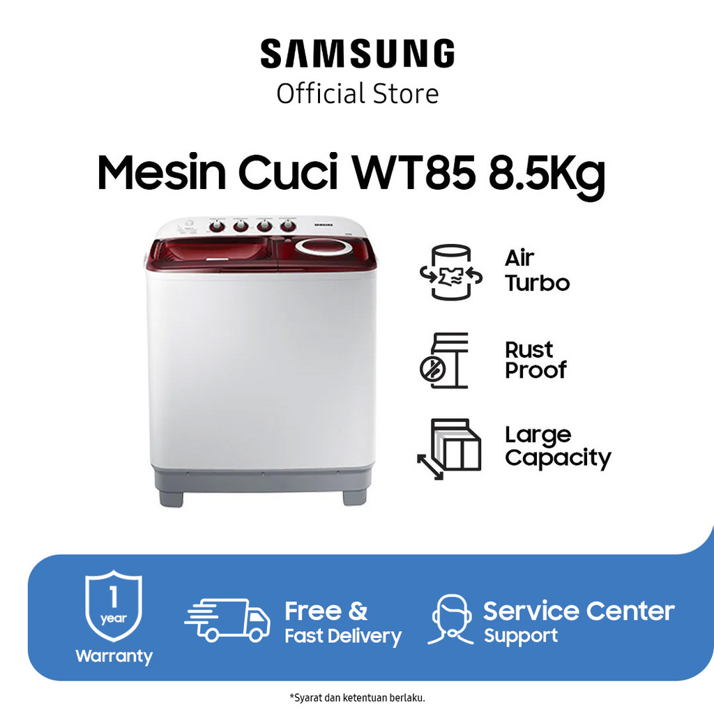 Samsung Mesin Cuci 2 Tabung, 8.5 Kg - WT85H3210MG