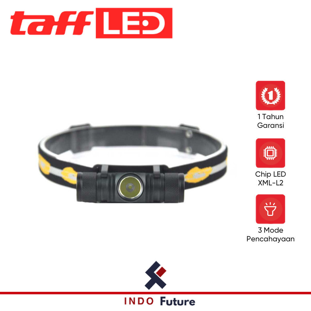 TAFFLED Senter Kepala Headlamp Headlight LED XML-L2 800 Lumens - D10-GCU2