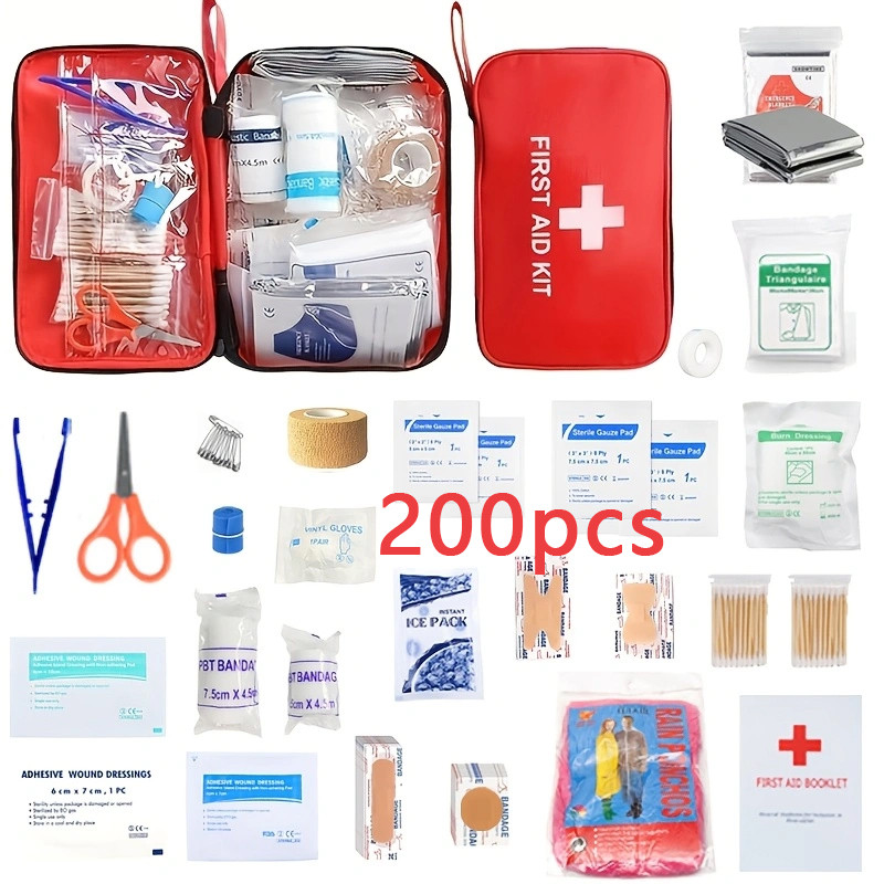 Family Car Travel First Aid Kit 198 Pieces First Aid Kit for Home, Car, Travel, Business, Survival, 