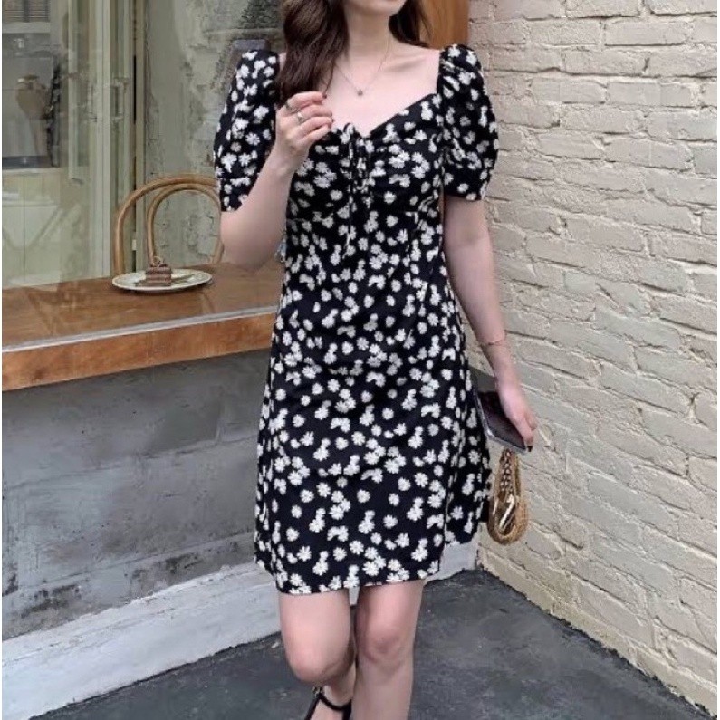 Dress Daisy Korea Bunga-Bunga Katun (LD 80, P 70)