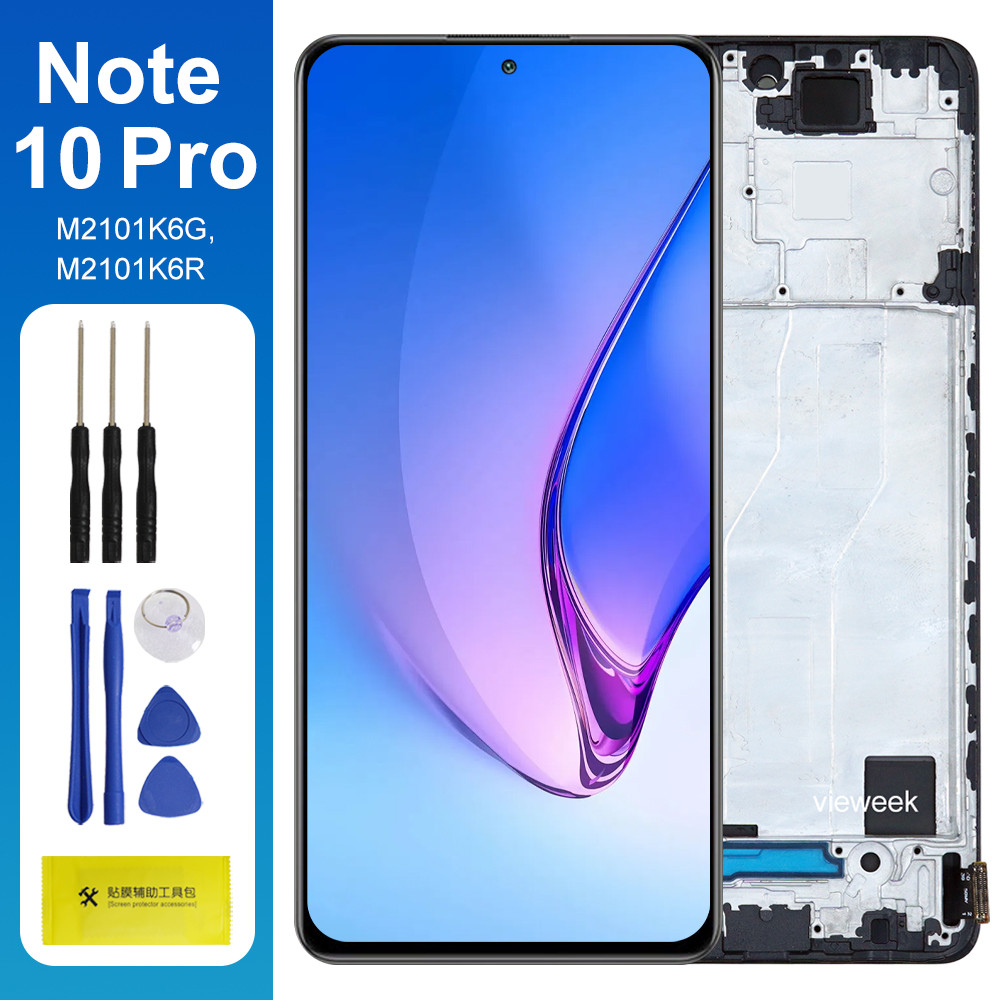 AMOLED Screen for Redmi Note 10 Pro M2101K6G M2101K6R LCD splay gital Touch Screen with Frame for Re