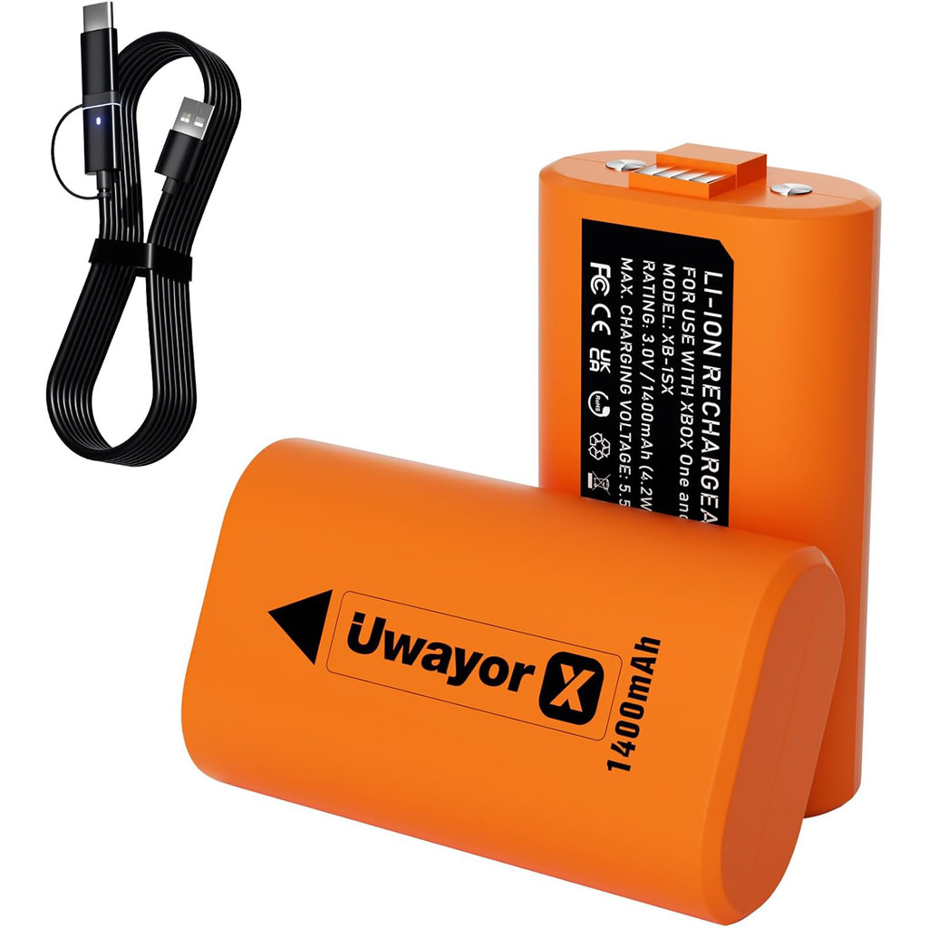 Uwayor Xbox Battery Pack (Orange)  for Xbox Series X, Xbox Series S, Xbox One, Xbox One S, Xbox One 
