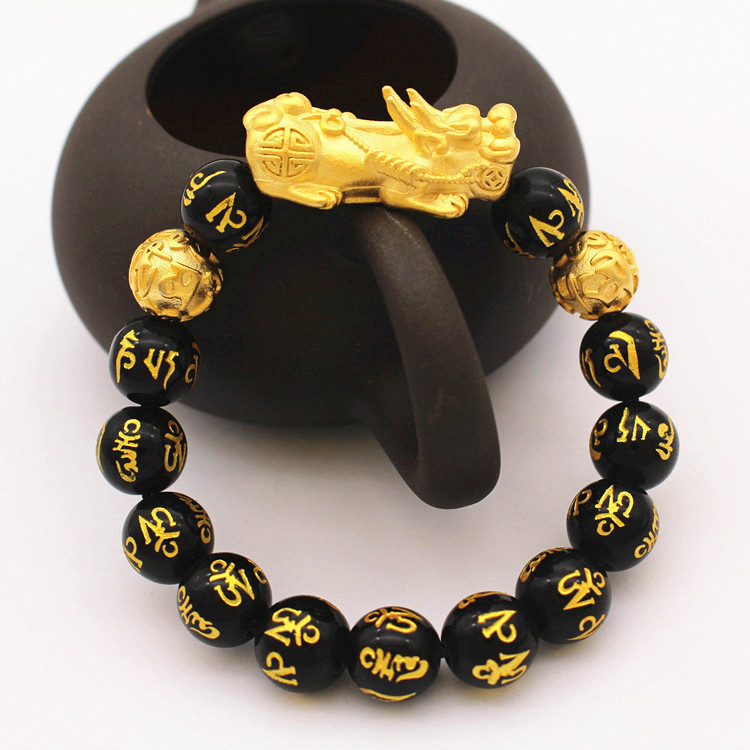 Vintage Six-word Mantra Buddha Beads Bracelet Unisex Protective Amulet Handmade Jewelry