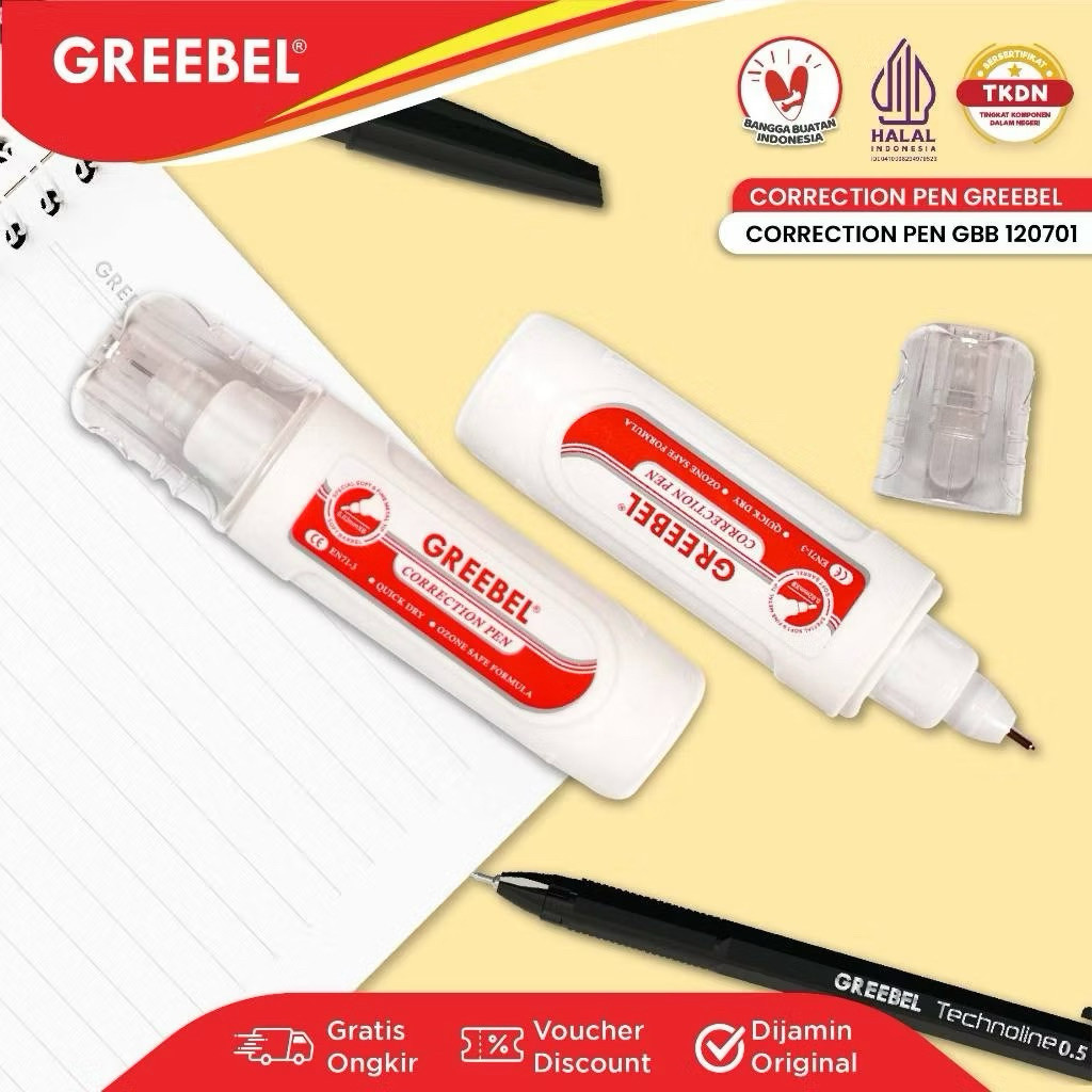 GREEBEL Correction Pen GBB 120701 / Tip Ex Cair Putih Greebel