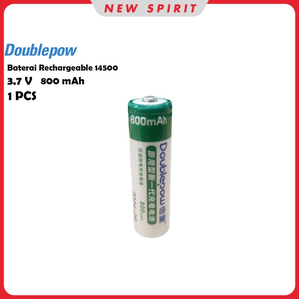 Doublepow Baterai Rechargeable 14500 Li-Ion 3.7V 800mAh