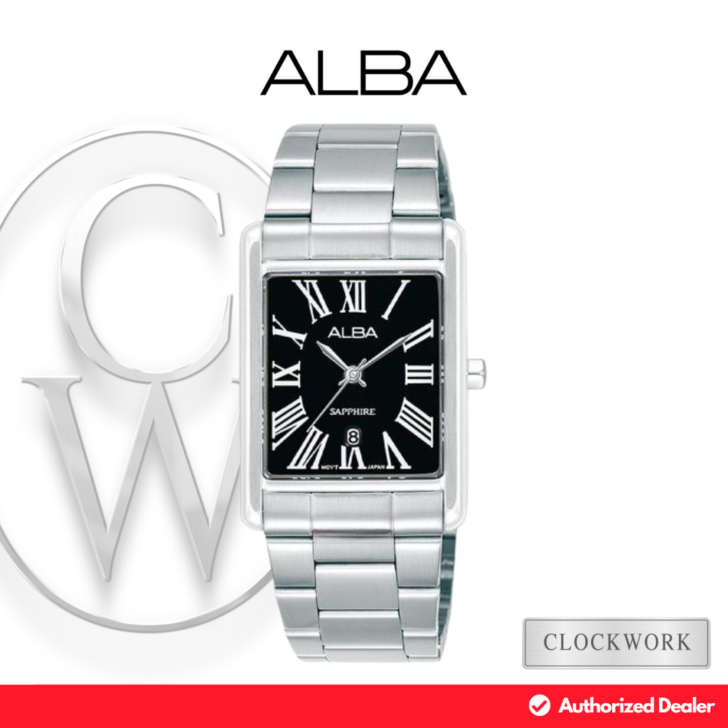 Jam Tangan Pria Alba AH7ES9X1 Rantai Classic Formal Silver Dial Hitam