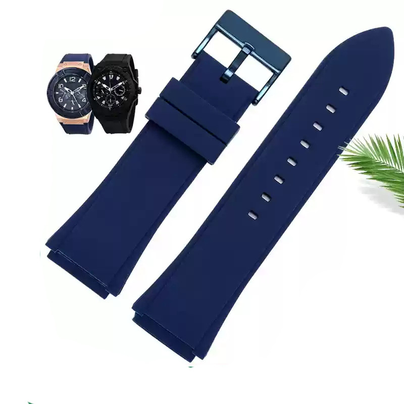 For Guess W0247G3/W0248G5/W0040G6 /W0040G7 /W0040G9/ W0407G2 22mmBlue black soft Rubber watband spor