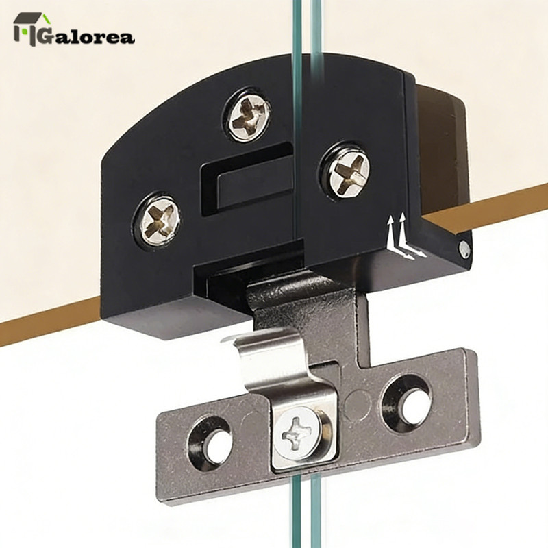 Galorea Engsel Kaca Jepit Pintu kabinet Oval Kotak Cabinet Door Glass Hinges