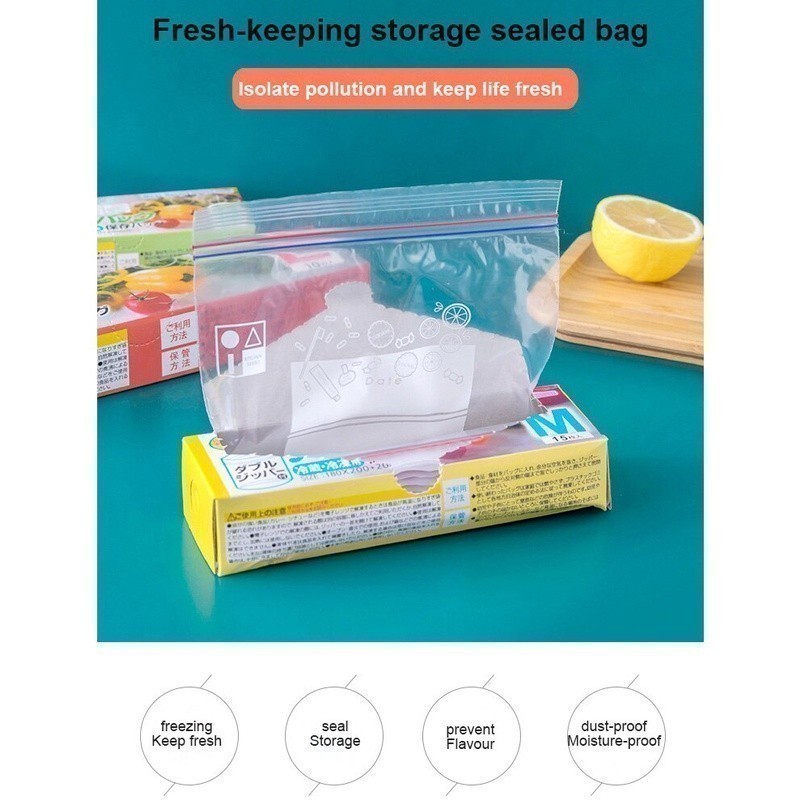 (Grosir) Plastik Klip Makanan Buah dengan Segel Ganda Plastik Penyimpanan Anti Bocor Ziplock 2MK712