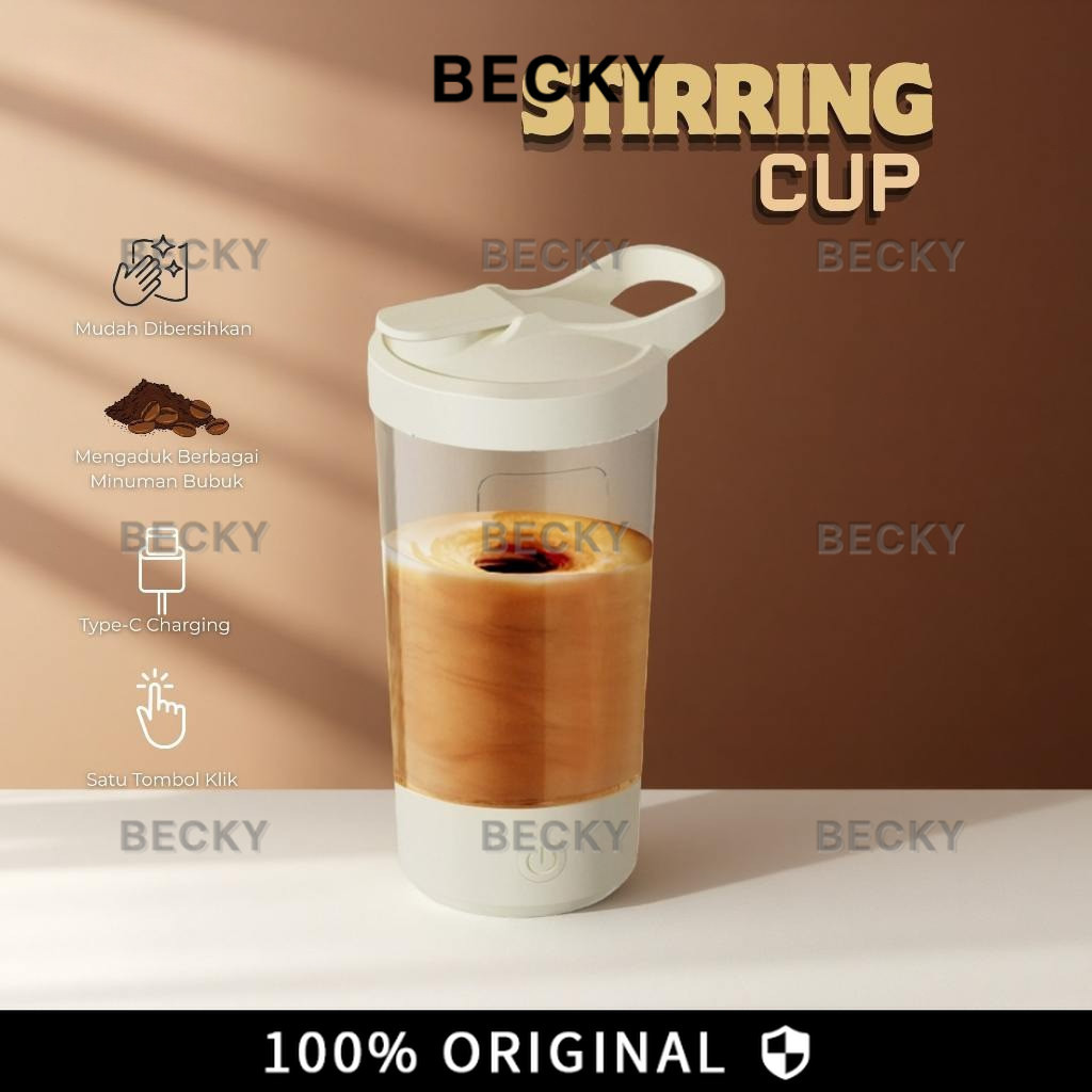BECKY Stirring Cup Mixer Minuman Portable Alat Pengaduk Minuman Bubuk Kapasitas 450Ml Rechargeable T