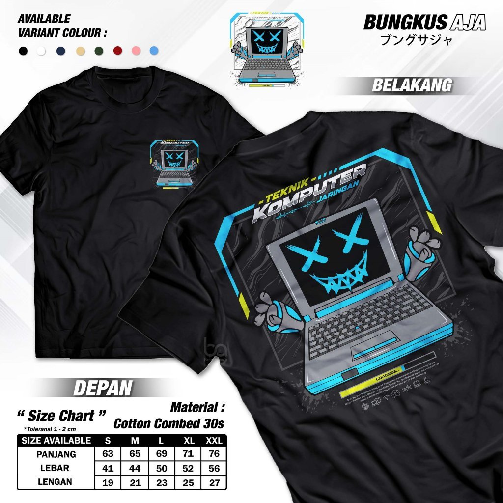 Kaos Jurusan TKJ Teknik Komputer Jaringan Baju Seragam Sekolah Kejuruan Cotton Combed 30s Bungkusaja