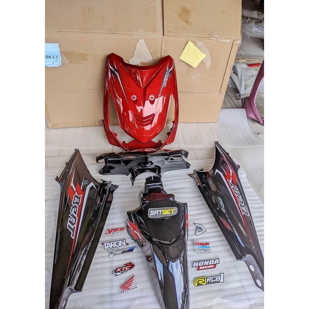 Full body halus beat karbu warna merah hitam + striping