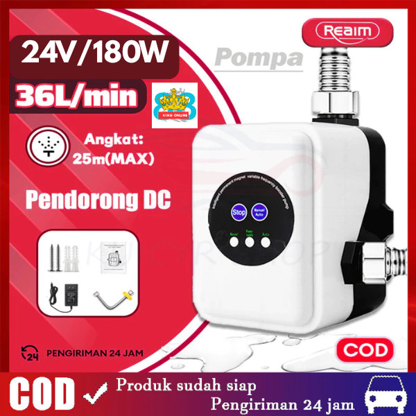 Pompa Booster DC 24V/180W Pompa Air Otomatis Pompa Pendorong Tekanan Hemat Listrik Hening Shower Wat