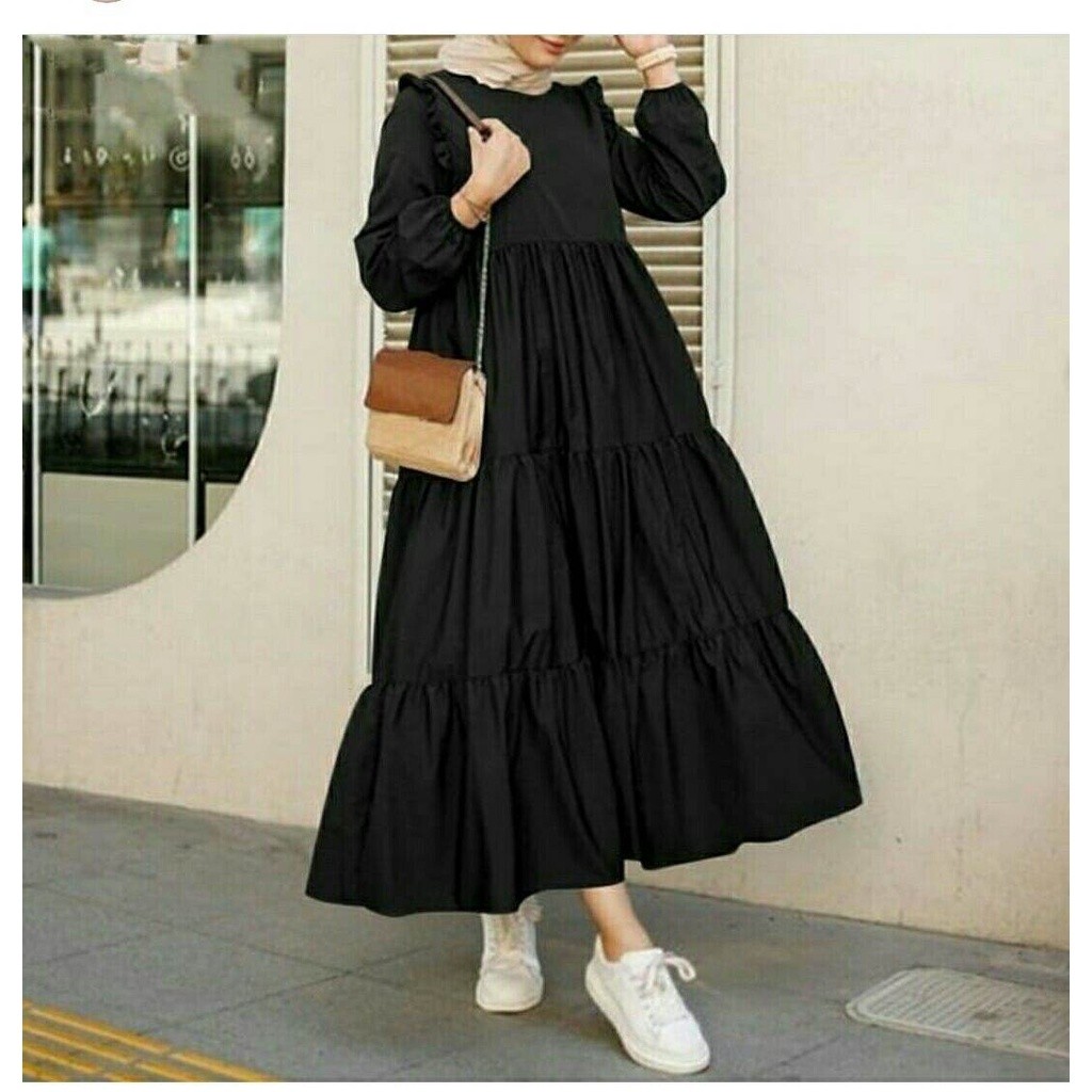 MIDI DRESS OOTD HIJAB KEKINIAN/GAMIS DRESS WANITA TERBARU 2022/GAMIS POLOS/BAJU MUSLIM TERMURAH/DRES