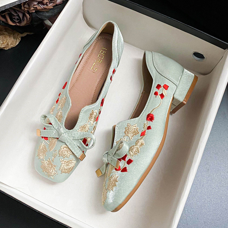 Sepatu Bordir, Sepatu Bordir, Sepatu Tunggal Wanita Runcing, Sepatu Heels