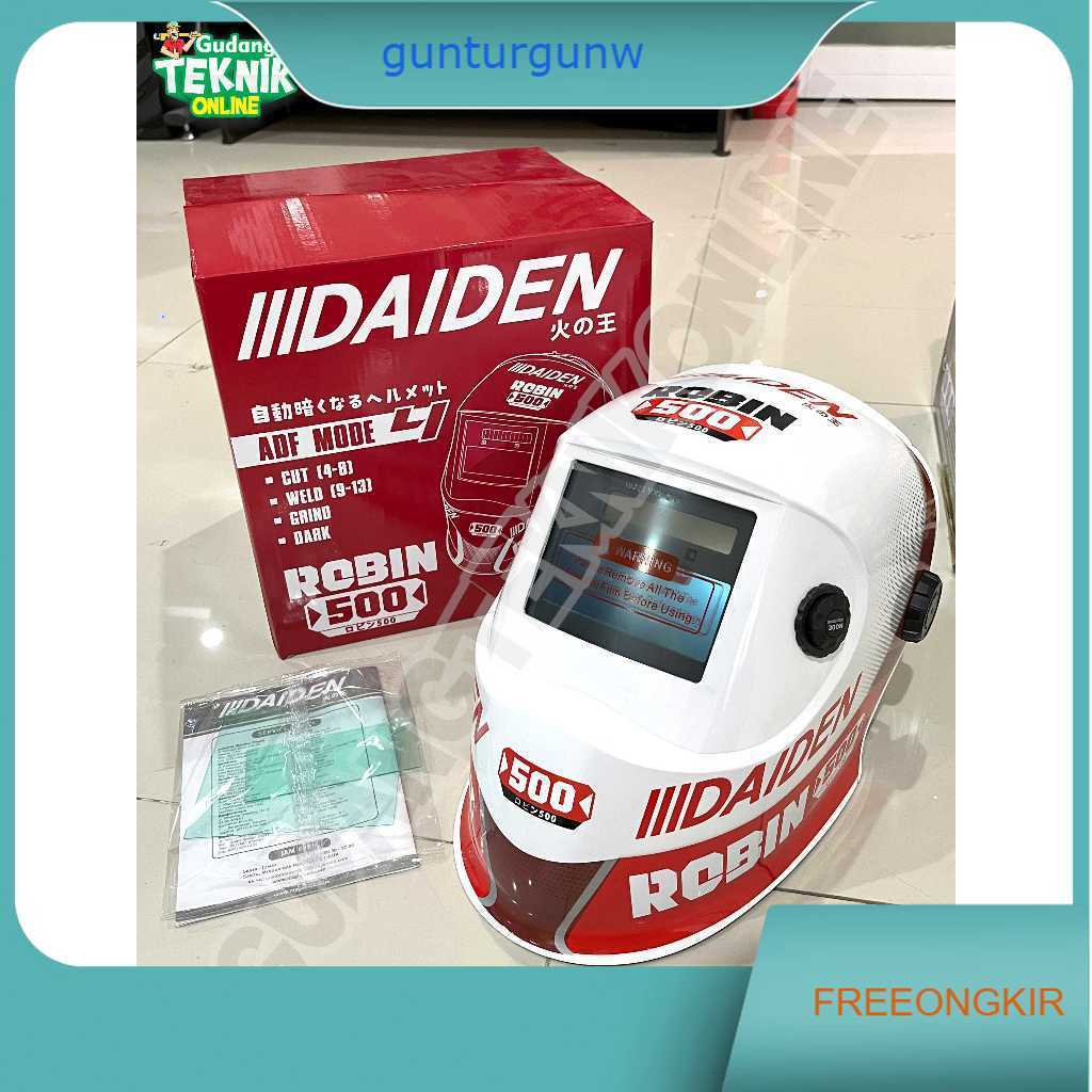 Helm Las Kedok Otomatis Auto Dark DAIDEN ROBIN 500 / Helmet Topeng Kedok Las Pelindung Kepala Kaca A