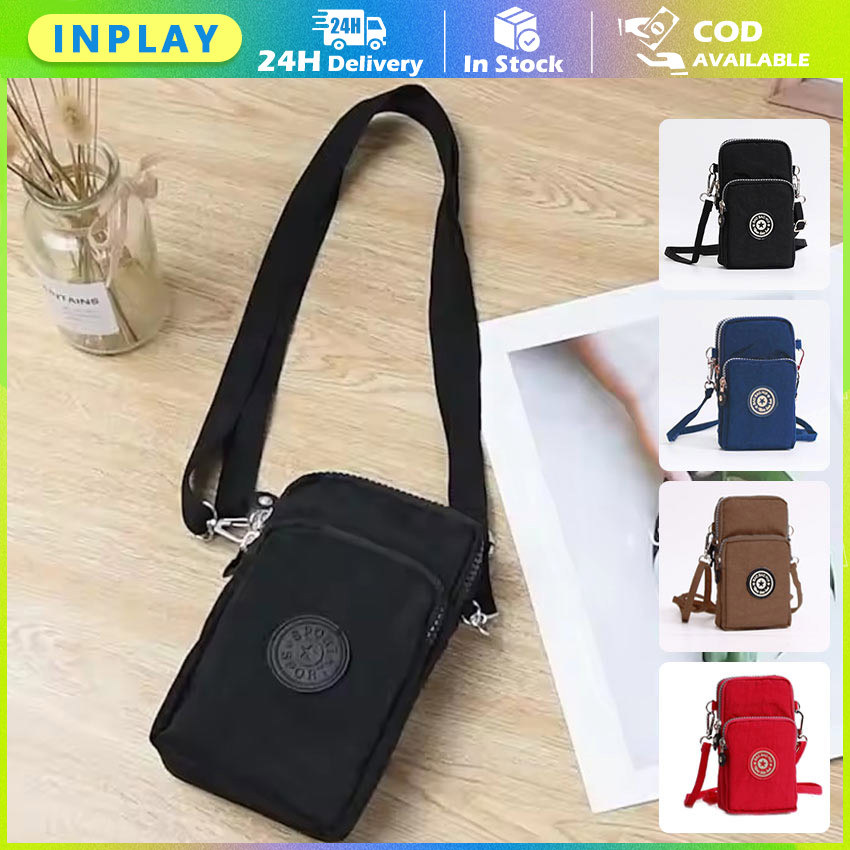 Sling Bag Wanita Waterproof Kecil / Tas Selempang Parasut / Dompet HP 3 Sekat / Ringan Anti Air / Pr