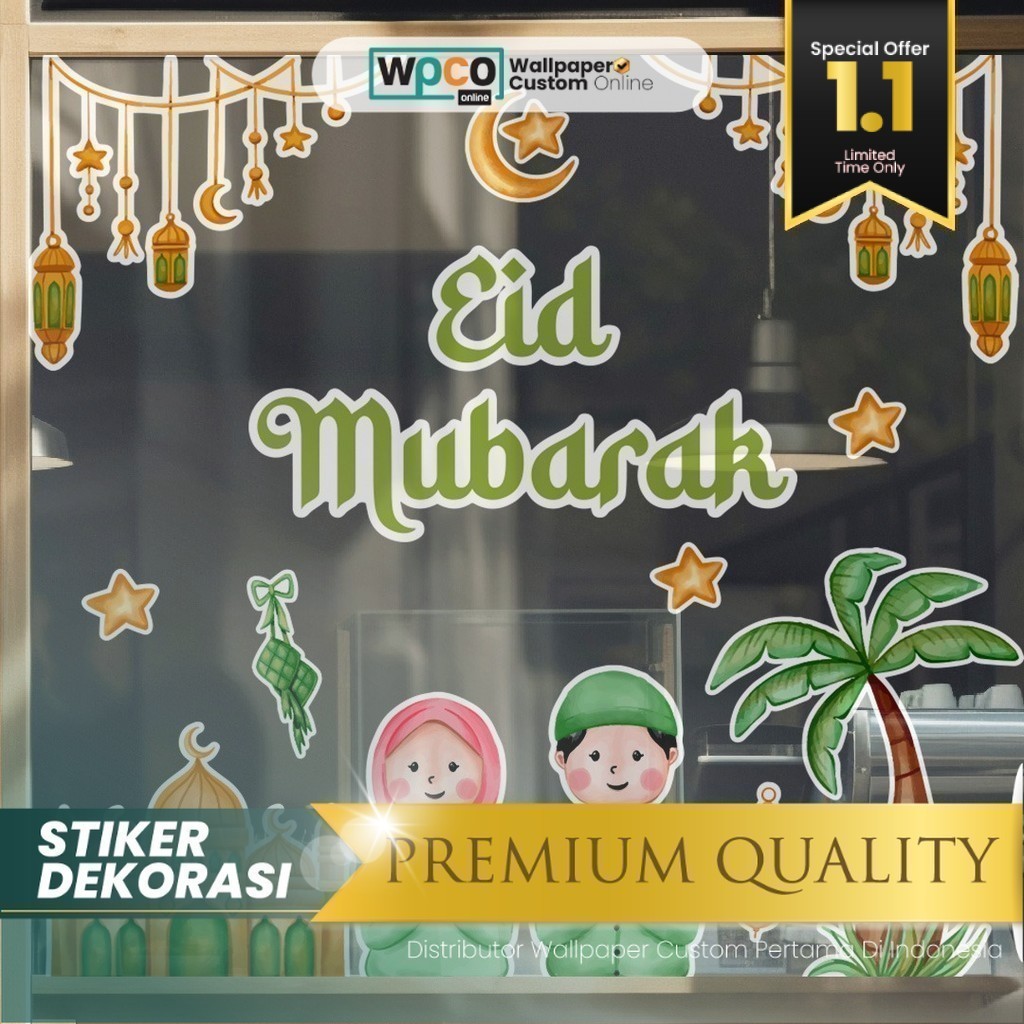 Stiker Kaca Ramadan Idul Fitri Premium Motif Islami