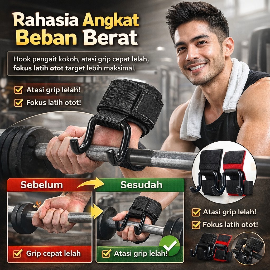 [GRATIS ONGKIR] Kait Bantu Latihan Kekuatan | Bahan Nylon Premium Tahan Lama | Kait Pegangan untuk L