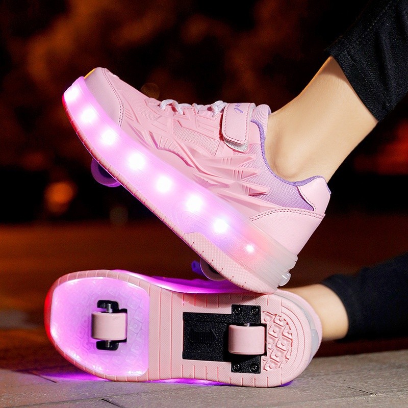 Heelys Roller Shoes Sepatu berjalan dengan roda ganda, lampu sepatu roda anak dewasa, sepatu olahrag