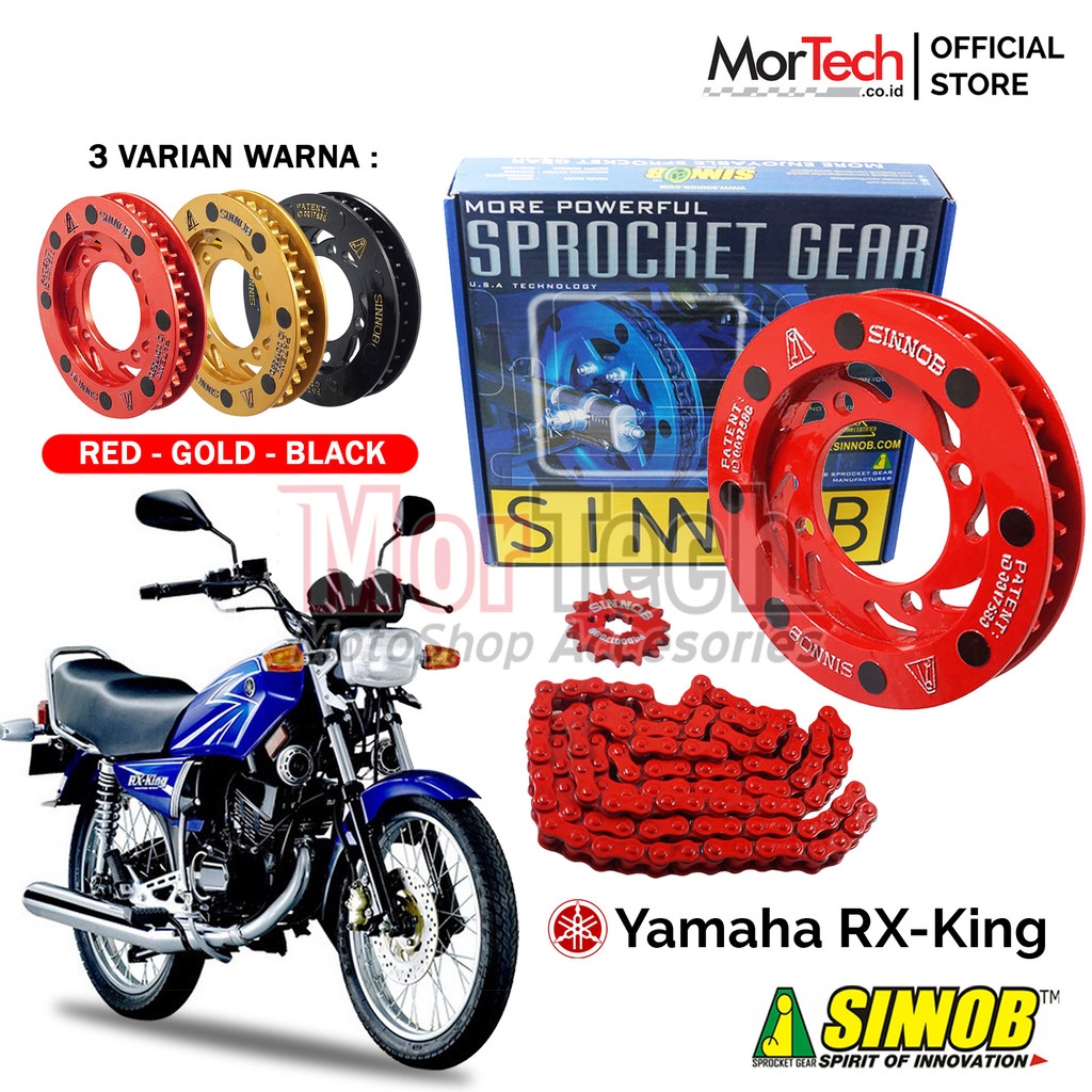 Chain Kit Sinnob Gear Gir Set dan Rantai Motor Colour Chain Yamaha RX King