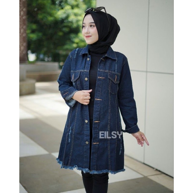 jaket tunik wanita tunik permpuan tunik denim jaket viral baju tunik wanita terbaru 2025