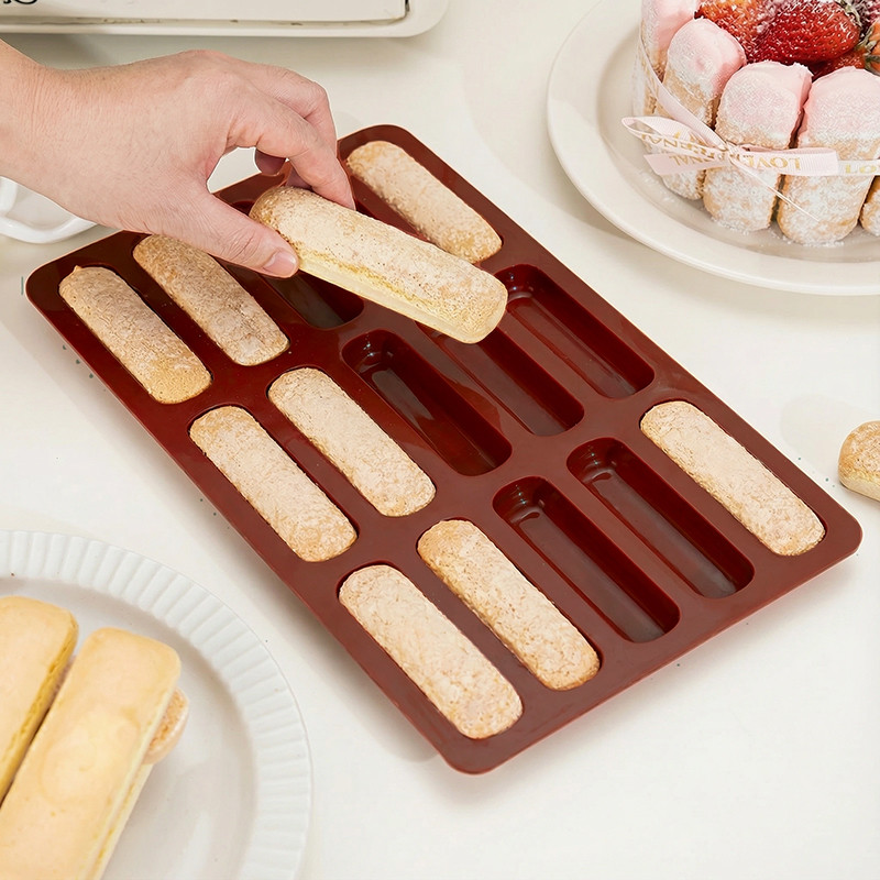 15-Linked Silicone Long Strip Cookie untuk Cetakan Mousse, Cerutu, dan Financiers