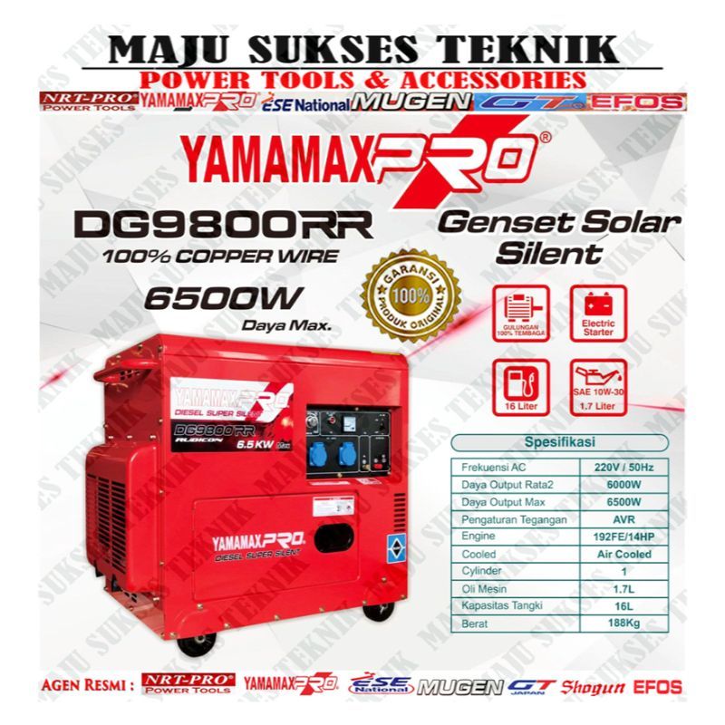 YAMAMAX PRO DG9800RR Mesin Genset Solar Diesel Silent 6500 Watt / 6500Watt DG 9800RR DG9800 RR
