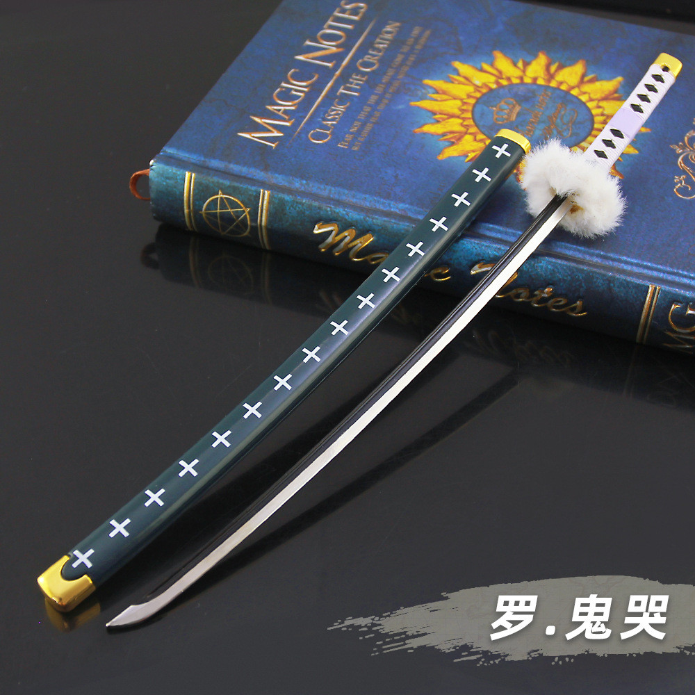 25cm Ghost Sobs Trafalgar Law OP One Metal Samurai Sword Piece Anime Peripheral Miniature Weapon Mod
