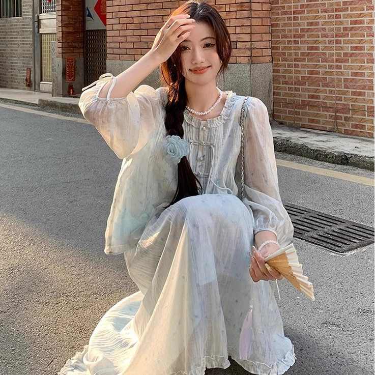 Chu Ran  Kemeja Dan Rok Musim Panas Gaya Cina Terbaru Untuk Wanita Baju Setelan Setelan Dua Potong