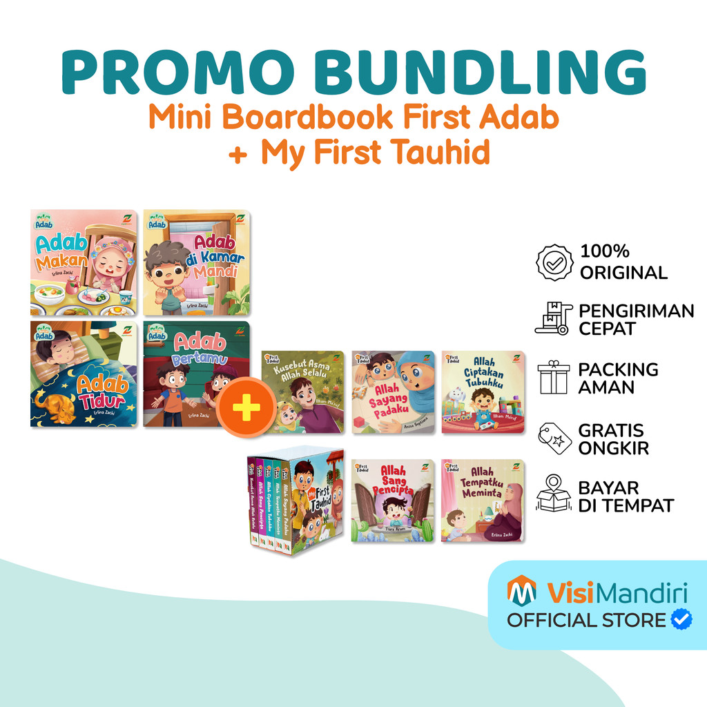 (2 Mini Boardbook) Paket Paket Bekal Iman Anak (My Firts Tauhid + My First Adab) Bundling - Paket Mi