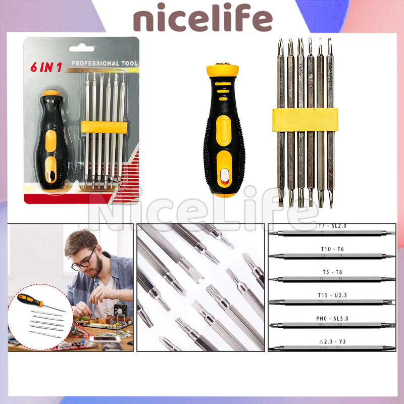Obeng Set 6in1 Obeng Universal Presisi Mini Multifungsi