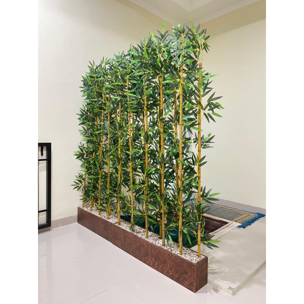 pembatas sekat partisi ruangan T.170  tirai penyekat lemari rak sekat 2muka dekorasi bambu partisi  