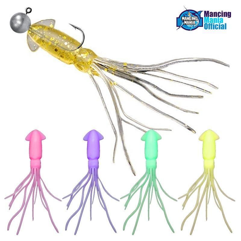 MMT7 Umpan Softlure Cumi Casting Pancing Squid Jig Head Kecil Glow GID Capella Capela 7cm