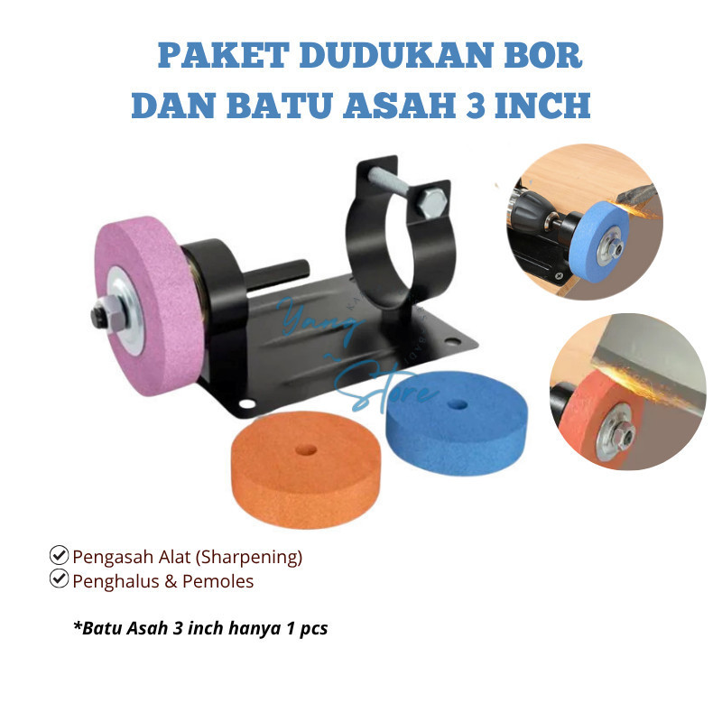 Bracket Stand Dudukan Mesin Bor dengan Batu Asah dan Poles Mata Gerinda