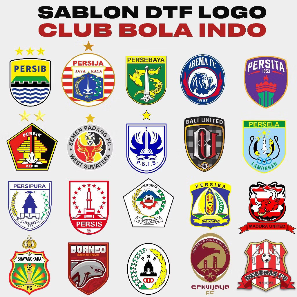 SABLON PATCH LOGO JERSEY CLUB INDONESIA PERSIB PERSIJA PERSEBAYA AREMA LIGA INDO SEPAK BOLA Sablon S