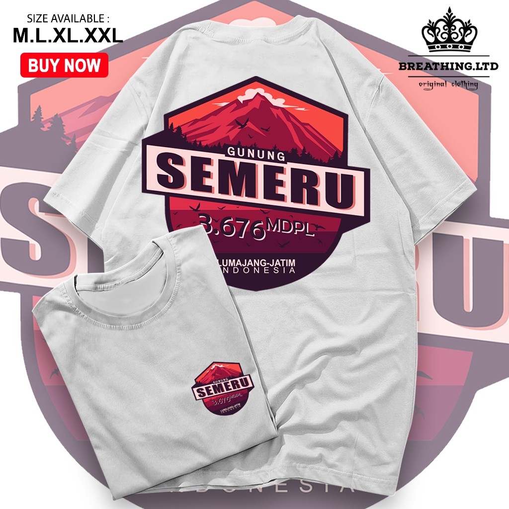 Kaos Pendaki Gunung - GUNUNG SEMERU - Kaos Outdoor - Kaos Adventure - T-shirt Premium - Breathingltd