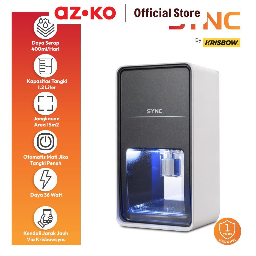 AZKO Krisbow Sync 0.4 ltr Dehumidifier 36 watt - Putih Penyerap Kelembapan Alat Pengatur Lembab Udar