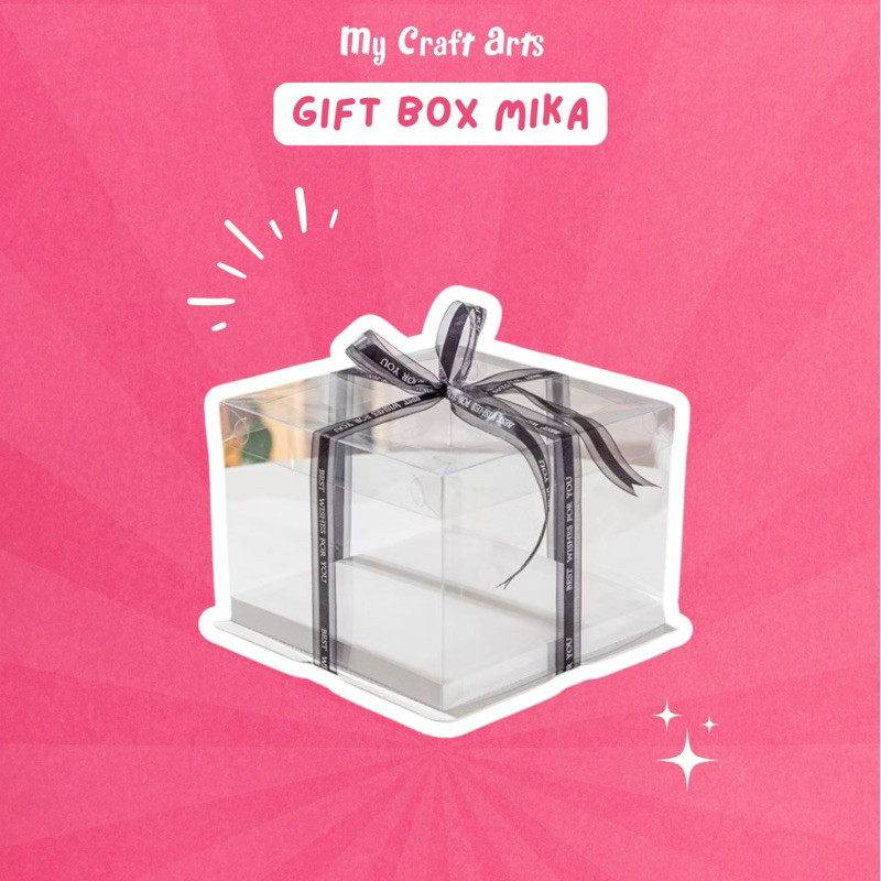 Gift Box Mika Transparan 20x20x23 - Kotak Kado Bening Hadiah Cake Hampers