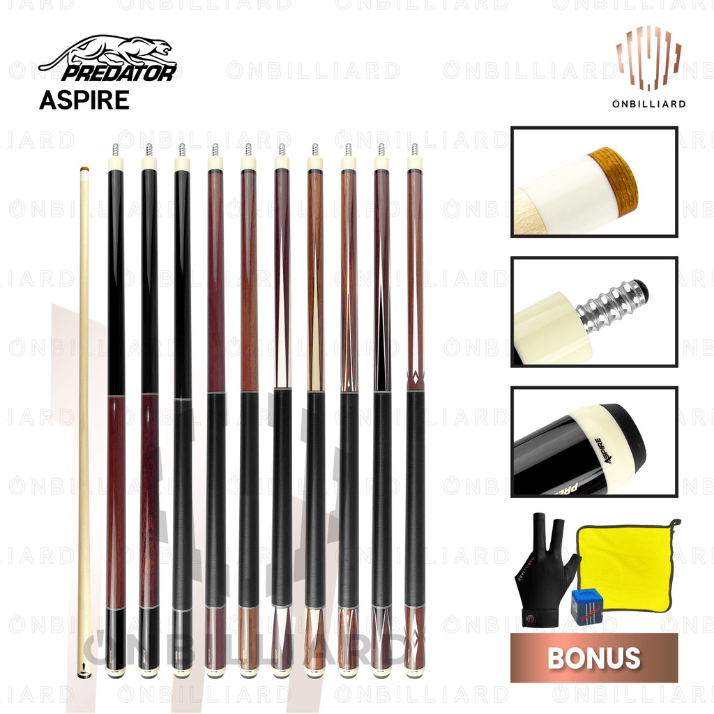 PREDATOR ASPIRE 1-1 1-2 1-3 1-4 1-5 1-6 1-7 1-8 1-9 1-10 Cue Stick Billiard Low Deflection Maple Min