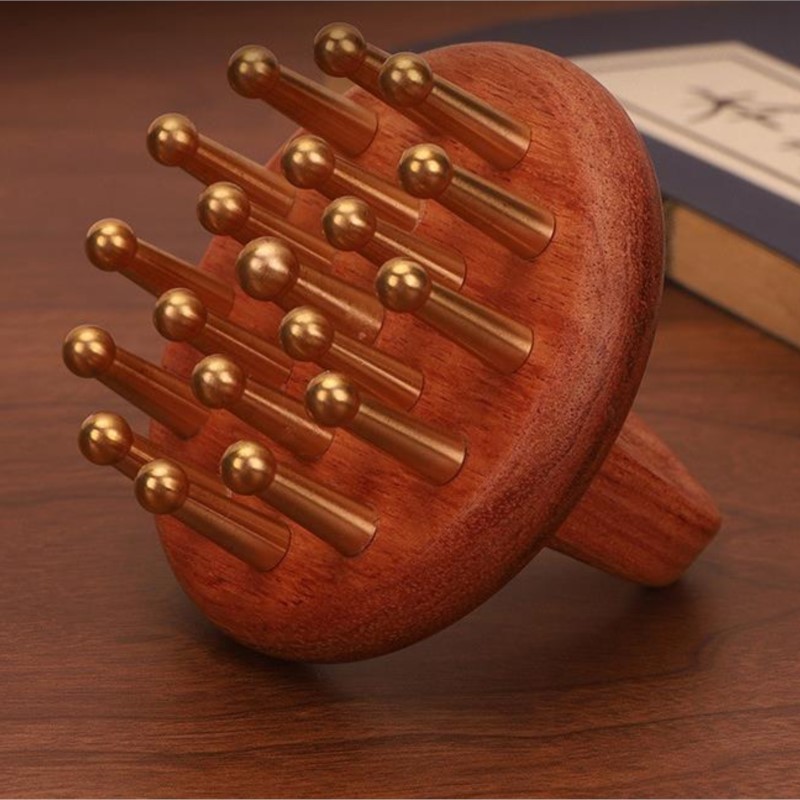 Hoofd Merianen Massage Kam Koper Hout Merianen Fijne Tand Kam Needling Guasha Hoofdhuid Ontspannen