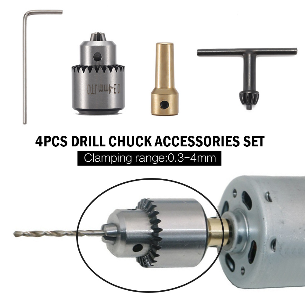 Micro Motor Drill Chuck Clamping Range 0.3-4mm Taper Mounted Mini Drill Chuck With Chuck Key 3.17mm 
