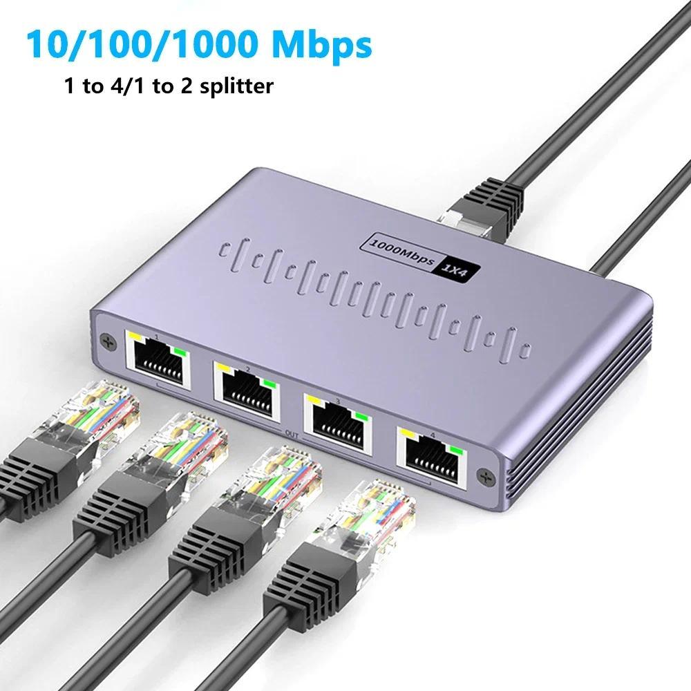 Gigabit Ethernet Splitter 1 to 2/3/4 1000Mbps RJ45 LAN  Splitter for PC Laptop Nintendo Switch Route
