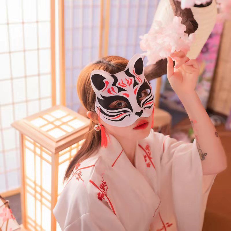 [YUKSUN] Topeng Kitsune Jepang Topeng Fox Kitsune Mask Halloween Cosplay Kitsune Half-Face
