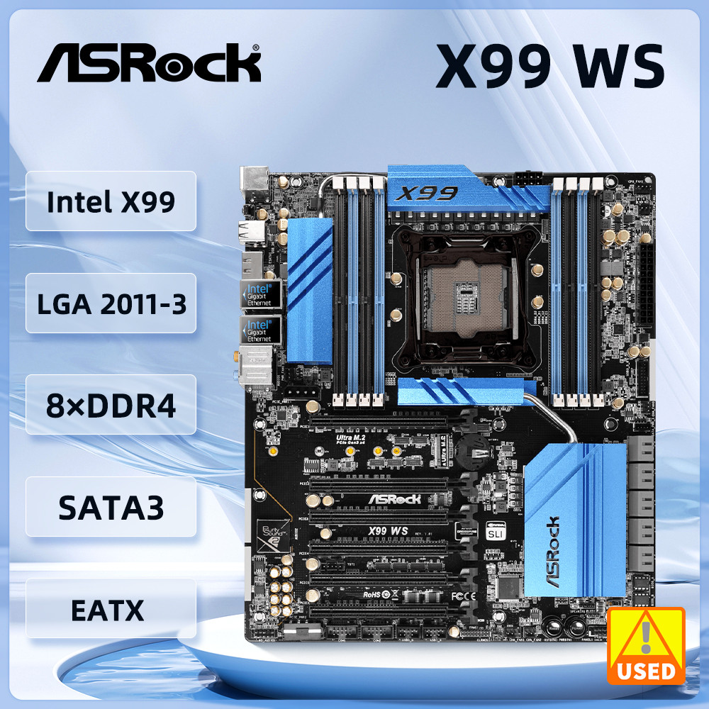 ASRock X99 WS Motherboarntel x99 LGA 2011-3 DDR4 128GB support 6900 E5-2637 E5-2609 E5-2652 E5-2690 